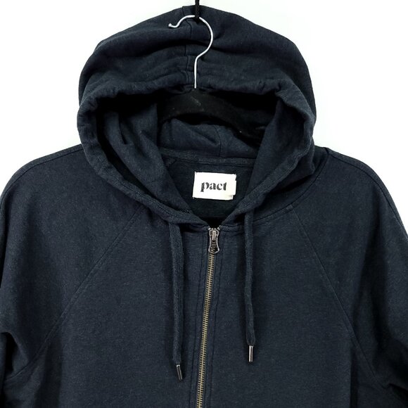 Pact Hoodie Sweatshirt Mens Medium Blue Organic Cotton Full Zip Sustainable - Picture 9 of 13